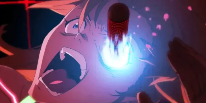 Asuka Yells In Anger And Pain As The Containment Rod Emerges From Her Eye In Evangelion 3 0 1 0 Thrice Upon A Time