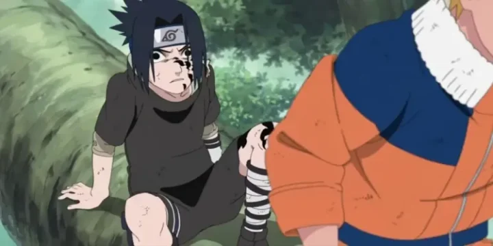 Naruto Sasuke Curse Mark Wide Eyed Looking At Naruto