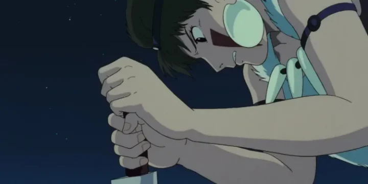 San Threatening To Stab Ashitaka In Princess Mononoke 1