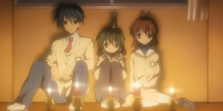 Clannad Tomoya Nagisa And Fuko Celebrating Together