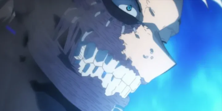 A Closeup Of Dabi Talking Intensely