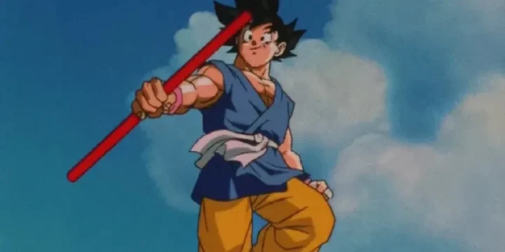 Goku Holding His Power Pole In Dragon Ball Gt S Final Episode