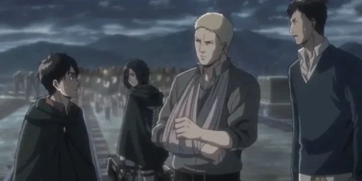 Mikasa Looking At Eren Bertholdt And Reiner