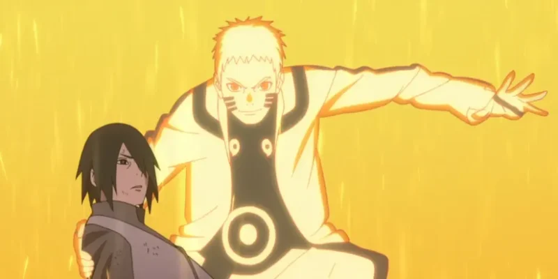 Naruto Propping Sasuke Up In Fight Against Momoshiki In Boruto