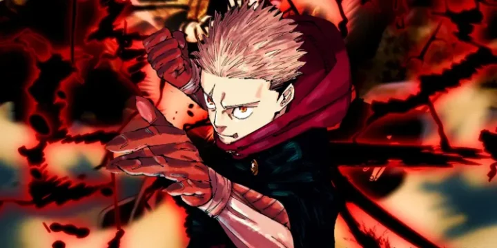 Itadori Yuji As Seen During The Shijuku Showdown With Red Hands Surrounded By Black Sparks Of Black Flash In Jujutsu Kaisen