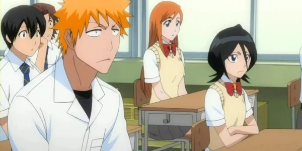 Bleach Rukia Ichigo At High School In Classroom W600 Q90